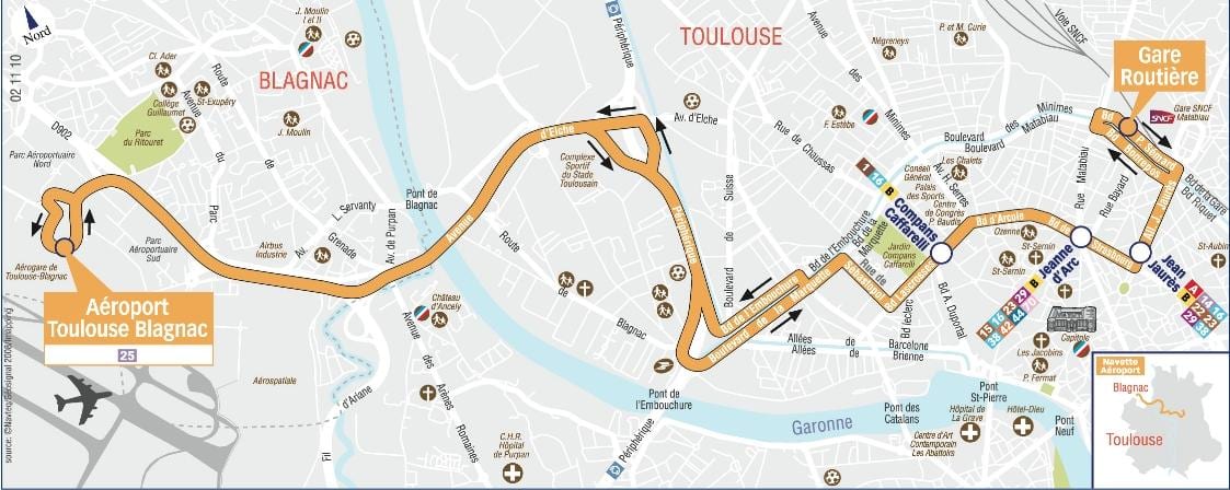 Toulouse haritası havaalanı güzergahı 
