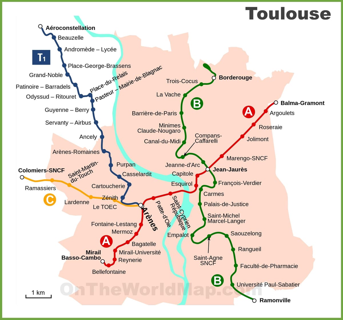 Yeraltı harita Toulouse