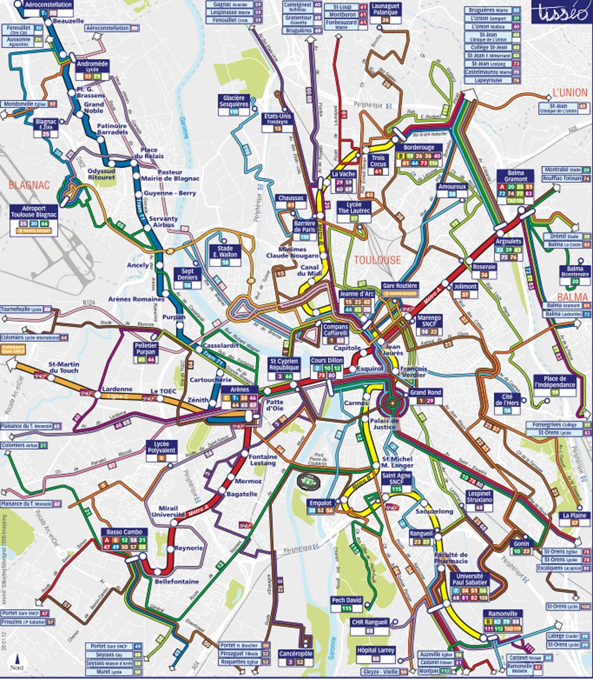 Toulouse ulaşım haritası