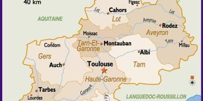 Toulouse haritası ve çevresi